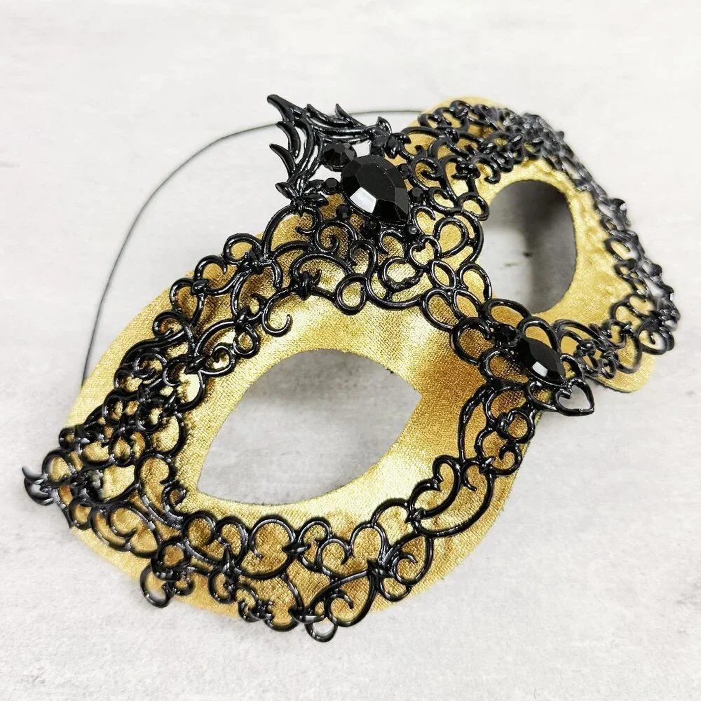 Mens masquerade mask, Black gold mask, Venetian mask, Prom mask, 2 in 1 mask